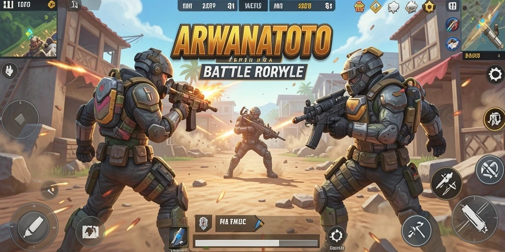 Gameplay seru battle royale ARWANATOTO dengan aksi mendebarkan.