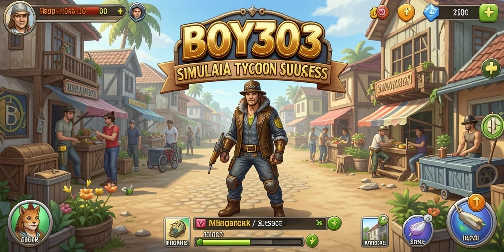 Tampilan gameplay <strong>BOY303</strong> yang seru dalam mengelola bisnis Tycoon.