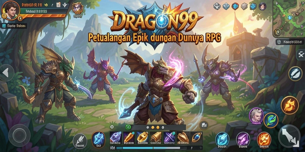 Screenshot gameplay DRAGON99 yang menunjukkan aksi petualangan RPG.