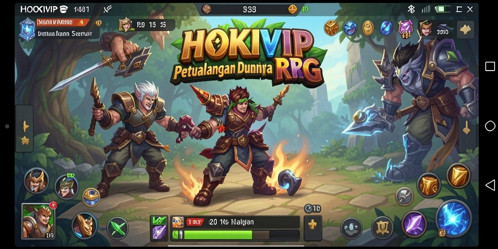 Screenshot HOKIVIP menampilkan aksi pertarungan seru dalam petualangan RPG.