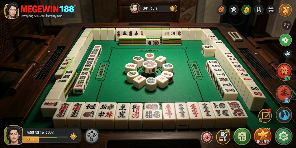 Gameplay menarik MEGEWIN188 dengan desain ubin Mahjong.