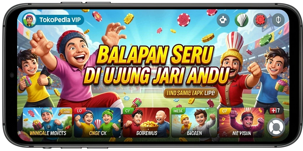 Tangkapan layar gameplay balapan yang mendebarkan di TOKOPEDIAVIP.